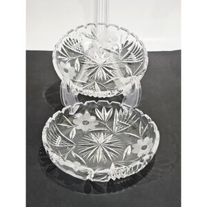 Antique APB American Brilliant‎ Cut Glass 6" Dessert Plates Sparkly Shiney Fancy